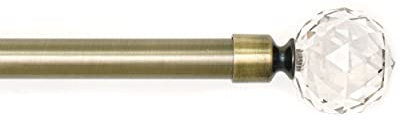 HOMEYA - Barra Cortina Extensible - Barra Forjado Extensible para Cortina - Palo Delgado con Sorportes 70-120cm, Bronce- Cristal