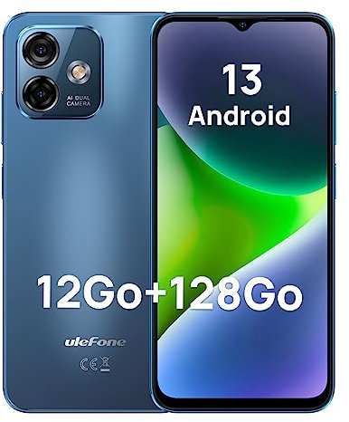 Ulefone Android 13 Note 16 Pro 128 GB +12 GB/TF-256 GB Teléfono móvil barato, 50 MP+8 MP, 8 Core, 6,52 pulgadas HD+, 4400 mAh Smartphone barato 4G Dual SIM, Cara ID/Fingerprint/GPS/5G-WiFi/2 años