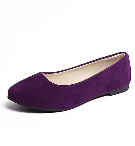 seiveini Ballerines Plates à Enfiler pour Femme Chaussures Plates Classiques Couleur Unie Chaussures de Marche Femme Printemps Automne Ballerine Femme Léger Confortable A Violet Foncé 39 EU