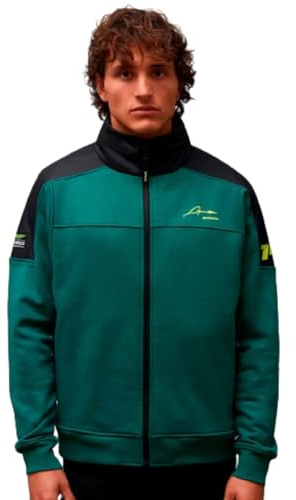 Kimoa - ASTON MARTIN F1 2024 Fernando Alonso - Sudadera Cremallera Hombre, Chaqueta Deportiva Hombre - Felpa - Capucha Desplegable - Tejido Reciclado