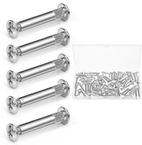 Szaboviktoria 100 Stück Möbelverbinder,M4 x 31-40 mm,Hülsenschrauben,Möbelschrauben,Schrankverbinder,Verbindungsschrauben,für Türgriffen, Möbel,Schränken,Holzbrettern