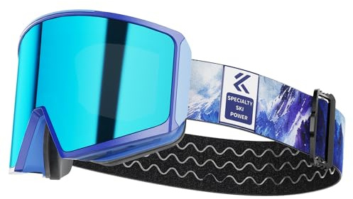KAPVOE Gafas de Esquí Mujer hombre Gafas de Snowboard 100% Protección UV400 Gafas de Ski Gafas Nieve Anti Niebla Ski Goggles Adultos Juventud Máscara de Esquí Compatible con Casco Azul