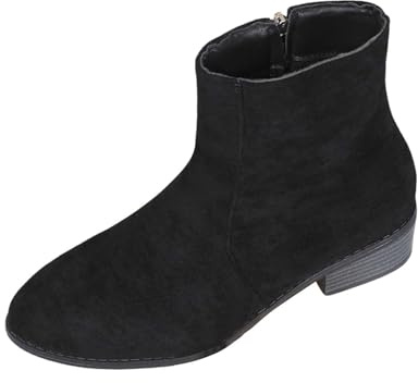 Chelsea Boots - Botines de ante para mujer, botines para mujer, con cremallera, botines cortos, botas de vaquero, botas de equitación, botas de trabajo, botas de invierno, Negro , 44
