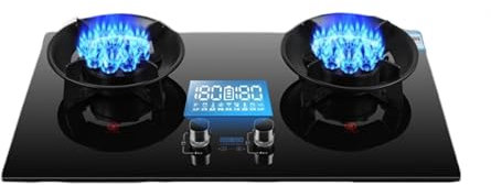Cuisinière À Gaz Portable Avec 2 Brûleurs 29002BTU, Minuterie De 180 Minutes (minuterie Indépendante Double Face), Dispositif De Protection Contre Les Extinctions Accidentelles(NG)