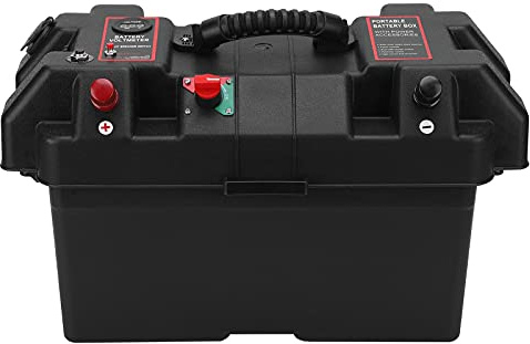 Caja de Batería Alimentada, Cubierta de Caja de Batería Portátil de 100Ah 12V/24V con Enchufes de Cargador USB, Monitoreo de Voltaje en Tiempo Real para Carga de Automóvil Al