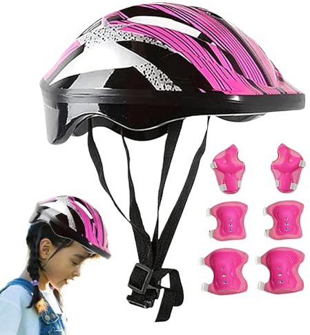 Xijobido Kit de Protection Enfant | Protections Sportives pour | Casque Léger Souple avec Coudières Et Genouillères 3-10 Ans pour Trottinette Vélo Ski Snowboard