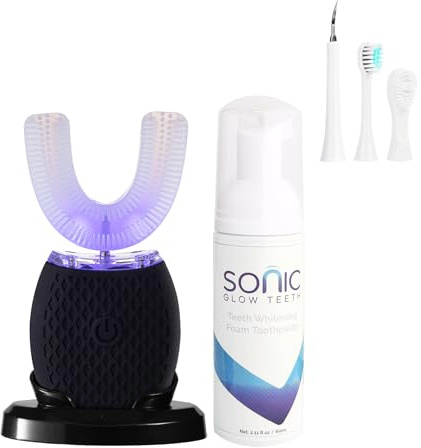 RONGCHUANG Brosse à dents à ultrasons pour adultes – Brosse à dents électrique automatique rechargeable portable de 76,2 cm, minuterie automatique, chargement sans fil, lavable, voyage, maison, double