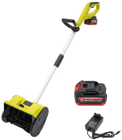 Spazzaneve a batteria, 1200 W, senza fili, con batteria agli ioni di litio 4,0 Ah + caricatore 2200 giri/min, spazzaneve elettrico, larghezza di lavoro: 32 cm, altezza 20 cm, distanza di lancio 8 m