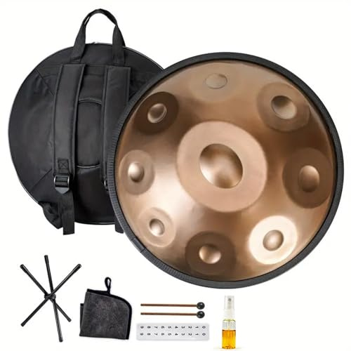 Batería Handpan de 18/22 Pulgadas, Tambor de Mano de Acero Premium, 432/440 Hz, 9/10/12 Notas, con Bolsa Suave, Soporte Para, Paño Antipolvo para Sanación con Sonido