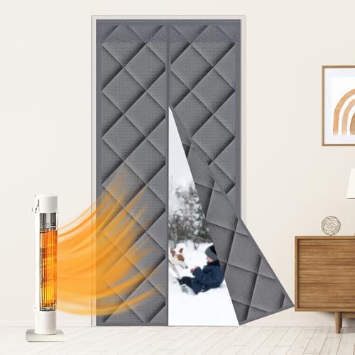 Liveinu Isolamento Termico Tenda Magnetica Per Porte Impermeabile Zanzariera Magnetica Con Thermo Per Camera Climatizzata Isolamento Acustico 80x220cm Grigio