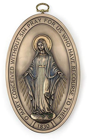 Veronese Design 8.5 Inch Our Lady of Graces Miraculous Devotional Bronze Finish Wall Sculpture, Religious Collectible Art