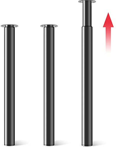 Hibtn 2 Pcs Adjustable Table Legs - Table Leg for Breakfast Bar and Worktop Support Round Tube Height Adjustment 710-1100mm Black