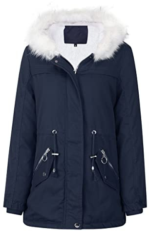 YYNUDA Parka invernale da donna lungo, cappotto invernale caldo, giacca invernale spessa, parka spesso con cappuccio di pelliccia, giacca da esterno, cappotto oversize, Blu, XL
