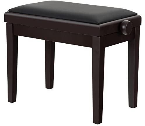 Classic Cantabile Pianobank Modell A - abnehmbare Sitzfläche - Schwarzes Polster aus Kunstleder - Höhenverstellbar von 48 bis 58 cm - 2-fache Kreuz-Mechanik - Massive Holzkonstruktion - Rosenholz Matt