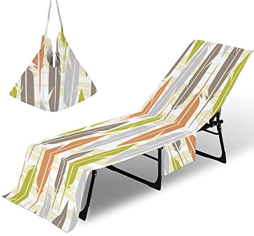 Surwin Schonbezug Für Gartenliege Strandliegenauflage Frottee Liegenauflage Stuhl Strandtuch Sun Lounger Bezug Multicolor-Feder Sporthandtuch für Sommer Garten Schwimmen (75x210cm,Sommer)