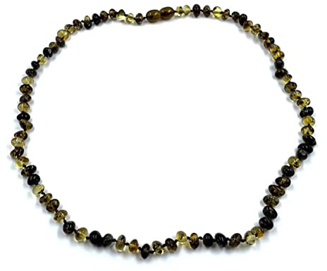 Collar de ámbar para adulto - Collar de ámbar báltico natural - Cuentas de ámbar báltico auténticas certificadas 46cm