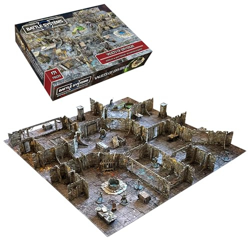 Fantasy Dungeon Terrain Vaults of Enveron Kern-Set – Battle Systems Terrain immersive Landschaft für D&D DND Maladum Pathfinder RPGs, vollfarbiger robuster Karton, beidseitig Bedruckt