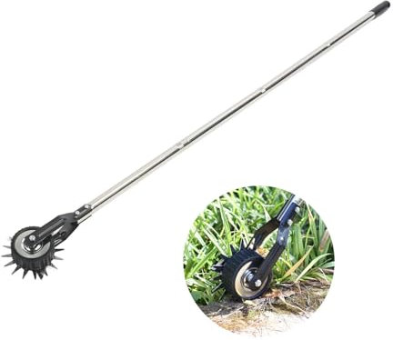 Fabater Bordeadora Giratoria de Ruedas, Bordeadora Manual de Césped para Aceras, Cizalla Giratoria, Recortadora de Ruedas de Acero Inoxidable, Borde sin Esfuerzo con Largo para Jardín y