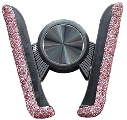 BLING Trådlös billaddare Telefonhållare 360 ​​° Justerbar rosa luft Vent Crystal Phone Mount Universal Car Accessories for Women Crasles