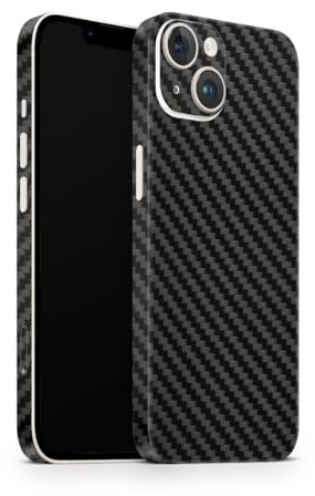 TF Skins Compatible avec iPhone 15, film de protection d'écran avec protection à 360°, super fin et résistant (noir carbone)