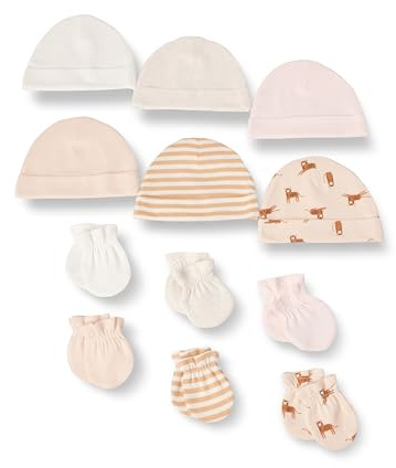 Amazon Essentials Unisex Babies' 12-Piece Hats and Mittens Set, Pink/Multicolor, 0-6 Months