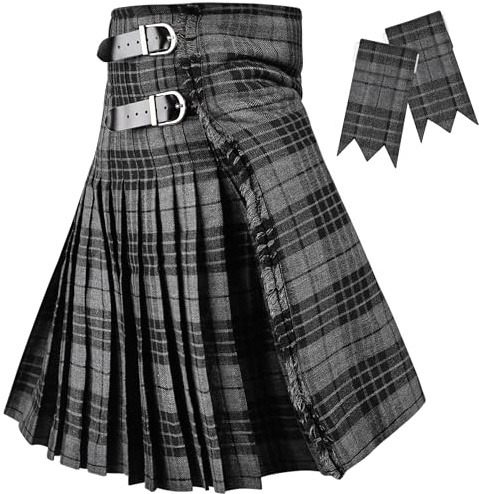 Kilt for Men - Traditional Scottish Tartan, 5 Yards, 16oz Premium Acrylic Wool Kilts (Gray Watch, 46-48)