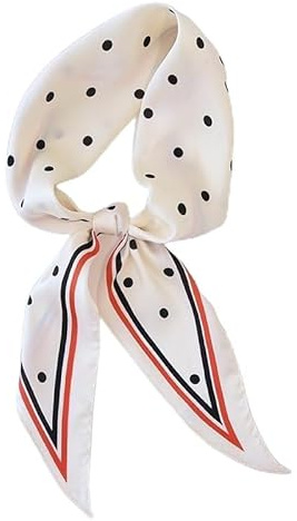 GIMIRO satinscarf 120 cm x 36 cm romb färgglada halsdukar blommig band modetillbehör för hattar, kavajer, blusar, klänningar, kjolar, midjeband, band, Vit röd svart polka prick, 120cm x 36cm