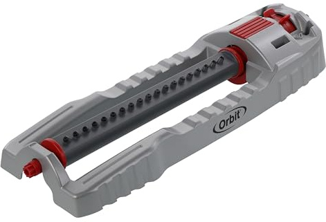 Orbit 56281 Base de Metal oscilante y Esfera de patrón Personalizado, riega hasta 4000 pies Cuadrados, aspersor Gris, Rojo
