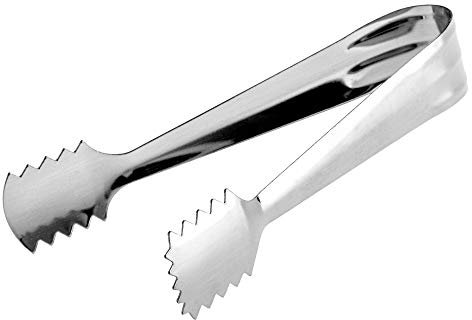 KADAX pinza per cubetti di ghiaccio in acciaio inox, pinza per cubetti di ghiaccio, pinza da portata per uova, bar, feste, barbecue, caffè, drink, pinza da cucina, resistente, colore argento