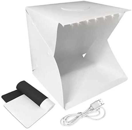 Brown Labrador, Caja De Luz Light Box Estudio de Fotografia Portatil y Plegable Rigido Full con Tiras LED Fondo Blanco y Negro tamaño S M L XL Bolsa de Transporte. (S)