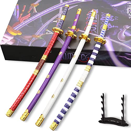 Zoro Roronoa Small Keychain Swords with Display Stand,9.25in Zoro Mini Sword，Use for Letter Opener,Keychain and Decoration