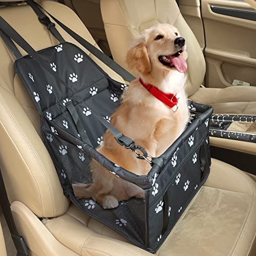 Newaner Hunde Autositz 40×34×25cm, Hundesitz Auto mit Sicherheitsgurt Atmungsaktiver Faltbarer für Kleine bis Hunde, Hundeautositz Wasserdichter mit Faserstützstange für Autoschutz