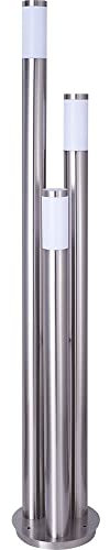 GLOBO Wegeleuchten Außen Edelstahl LED Stehleuchte Außen groß, Gartenleuchte 170 cm 3 silberne Säulen,3x 11Watt 3x 1055lm warmweiß,D 28 cm