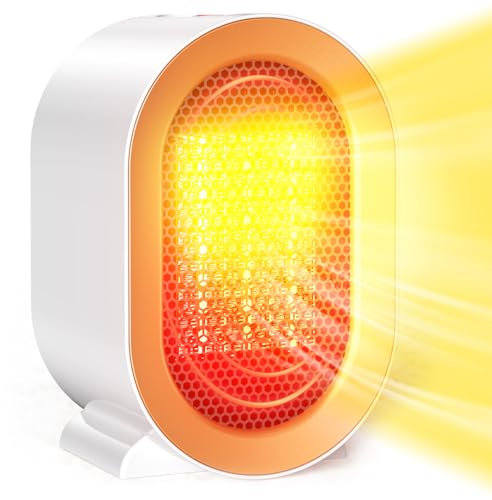 Timiyou Electric Heater, 800/1200W Low Energy Silent Space Heater, Thermostat 2 Modes, Overheating & Tip-Over Protection Quiet& Powerful Portable Ceramic Fan Heaters for Home Bedroom