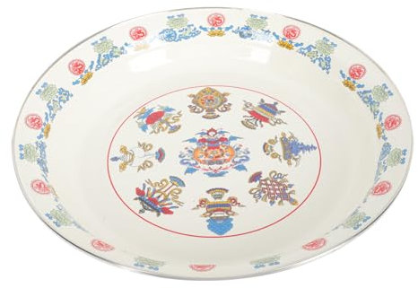 ABOOFAN Plato De Esmalte De 30cm Plato Para Servir Comida Resistente Al Calor Para Microondas Decorativo Adecuado Para Aperitivos y Frutas Color Blanco Crema