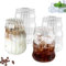 KYYGKY 4 Stück Kaffee Gläser Latte Gläser Cappuccino Tassen Kaffeeglas Set 530ml Eiskaffee-Tassen Gerippt Iced Coffee Glas Retro-Trinkgläser Trinkglas Origami-Stil Gläser für Latte Tee Eis Milch Bier