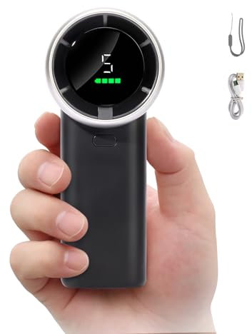 HONEYYEAR Portable Handheld Turbo Fan, Mini Portable with LED Display, Personal Fan Handheld, USB Rechargeable 3600mAh, 5 Speeds, Makeup Eyelash, Small Pocket for Travel/Home/Office.