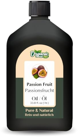 Organic Zing Passion Fruit (Passiflora Edulis) Oil | Pure & Natural Carrier Oil for Aroma, Diffusers, Skincare & Hair Care – 1000 ml/33,8 fl oz