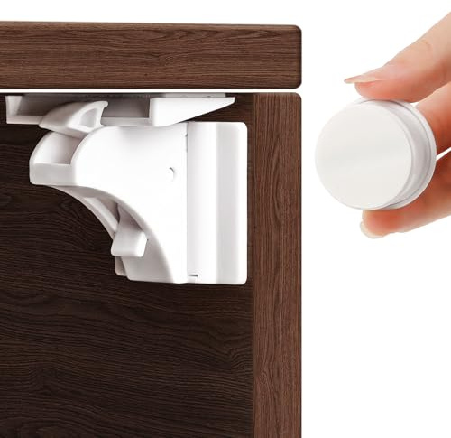 Magnetische Kindersicherung Schrank(12 Schlösser mit 3 Schlüssel)- unsichtbare Schranksicherung Baby und Kindersicherung Schubladen ohne Bohren (12 Schlösser + 3 Schlüssel)