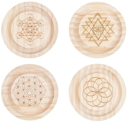 BENECREAT 4 Styles Wood Round Bead Design Board, Bracelet Bead Board with Chakra Pattern Tray for Art Crafts Jewelry Making Supplies, Slot: 10mm