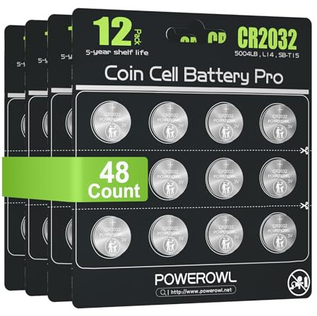 CR2032, POWEROWL 48 X Pilas CR2032 Pila 2032 3V Litio Botón para Dispositivos Electrónicos, Llaves de Coche