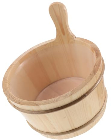 Didiseaon Seau de Sauna Massif avec Doublure et Louche Ensemble Seau et Cuillère pour Bain de Vapeur et Jardin et Facile à Nettoyer