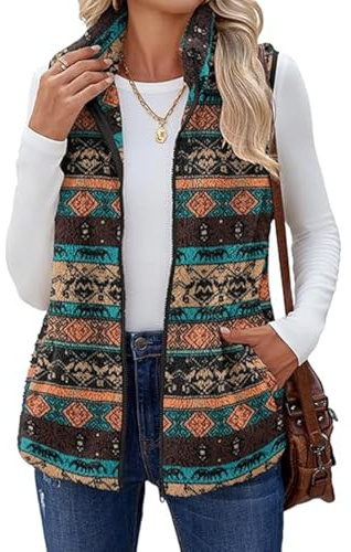 ABINGOO Chaleco Polar Mujer Chaqueta Sin Mangas Felpa Otoño Invierno | Lana Cálido Cuello Alto Ligero Peluche Casual Vintage Abrigo con Bolsillos Cremallera