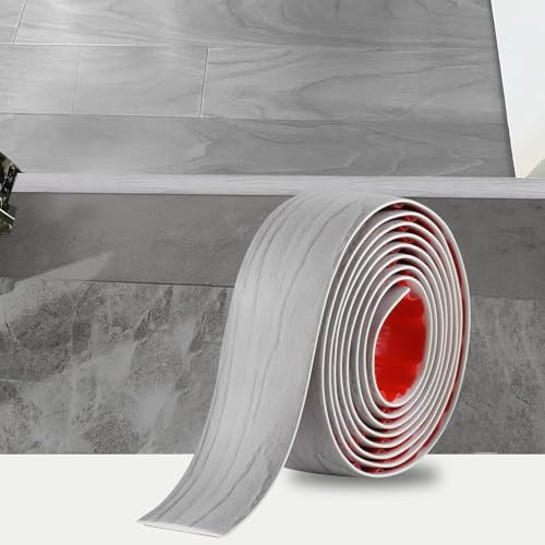 Zayejod 20M PVC Floor Transition Strip Self Adhesive，White Grey Wood 5CM | Vinyl Flat Floor Divider Strip Carpet Cover Strips Laminate Threshold Flooring Edge Trim for Joining Floor Tiles Gap Door Bar