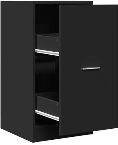 KGFHERENB Armario farmacéutico negro 40 x 41 x 77,5 cm – Armario de cocina estrecho de madera con 2 cajones y extraíble – Armario auxiliar versátil para oficina y salón