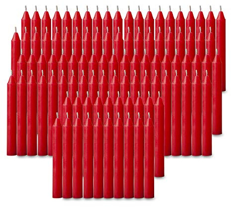 100 pcs Bulk Red Candles for Christmas Tree - Chime Decorations - Christmas Pyramids Carousel - 4 inch X 1/2 inch Diameter - 1.5 Hour Burn Time.Unscented