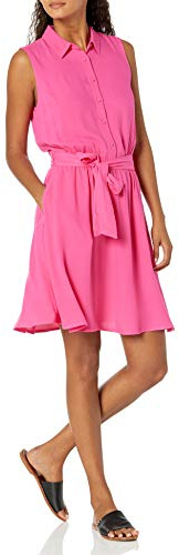 Amazon Essentials Vestido Camisero Tejido sin Mangas de Ajuste Relajado Mujer, Rosa Intenso, XL
