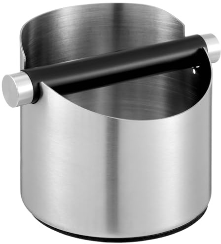 Cabilock Stainless Steel Coffee Grounds Knock Box Espresso Dump Bin with Removable Bar Large Capacity Coffee Powder Waste Container for Home Bar Kitchen