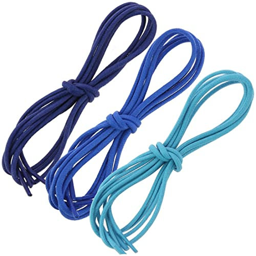 Les Lacets Français - Runde und dicke Schnürsenkel – 3 mm – 100% Baumwolle – Unisex – im Set: – – Unternehmen Erbe lebendig, Königsblau/Wappen Blau/Türkisblau, 75 cm