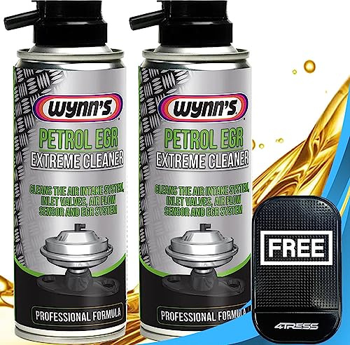 Wynns 2 x 200ml Professional Formula Petrol EGR 3 Extreme Cleaner, Air Intake, Inlet Valve, Air Flow Sensor, EGR and Turbo Aerosol Cleaner with 4TRESS Non Slip Car Dash Mat (4T-2x-29879)